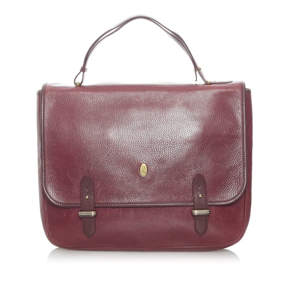 Pre-owned Cartier Must de Cartier Leather Business Bag Red