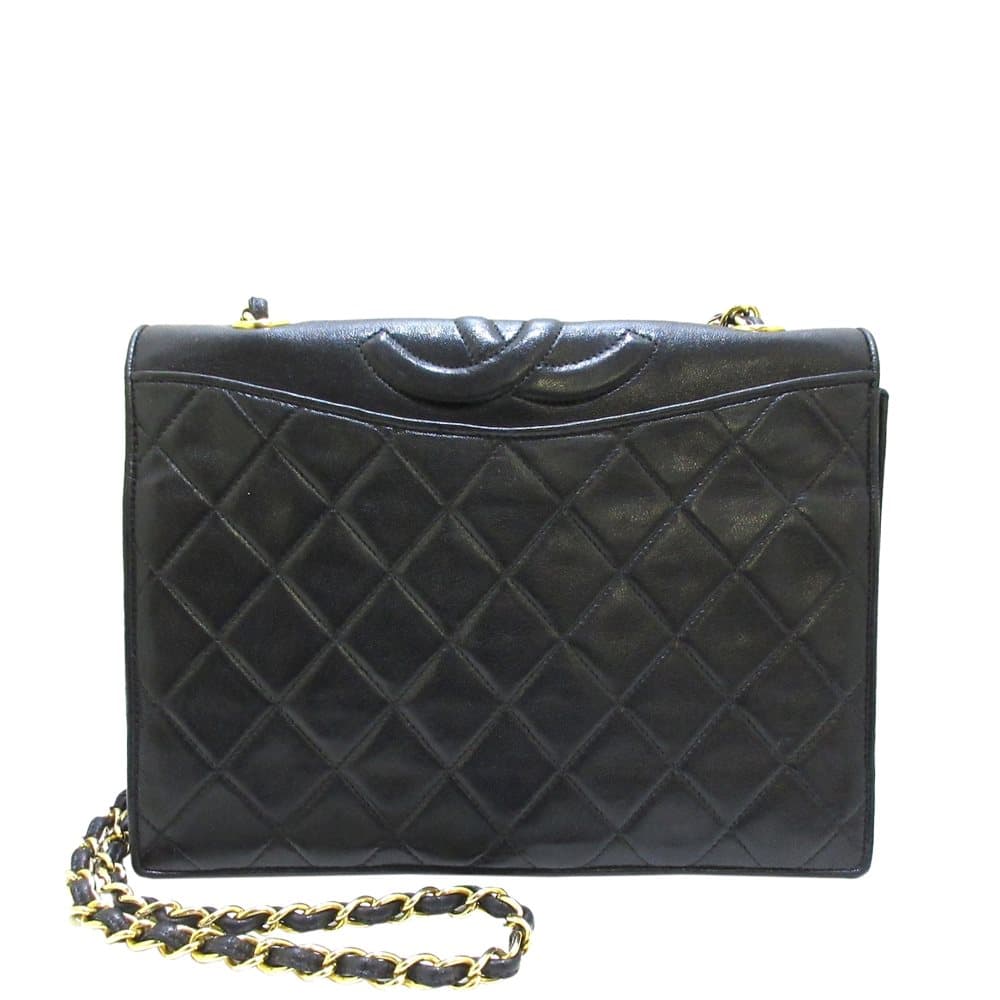 Pre-owned Chanel Matelasse Lambskin Chain Crossbody Bag Black