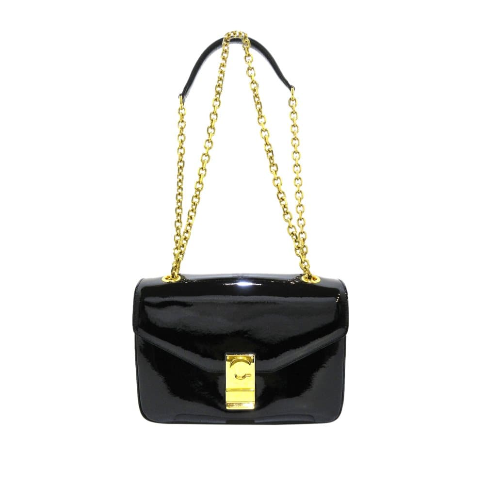 Pre-owned Celine C Bag Patent Leather Crossbody Bag Black
