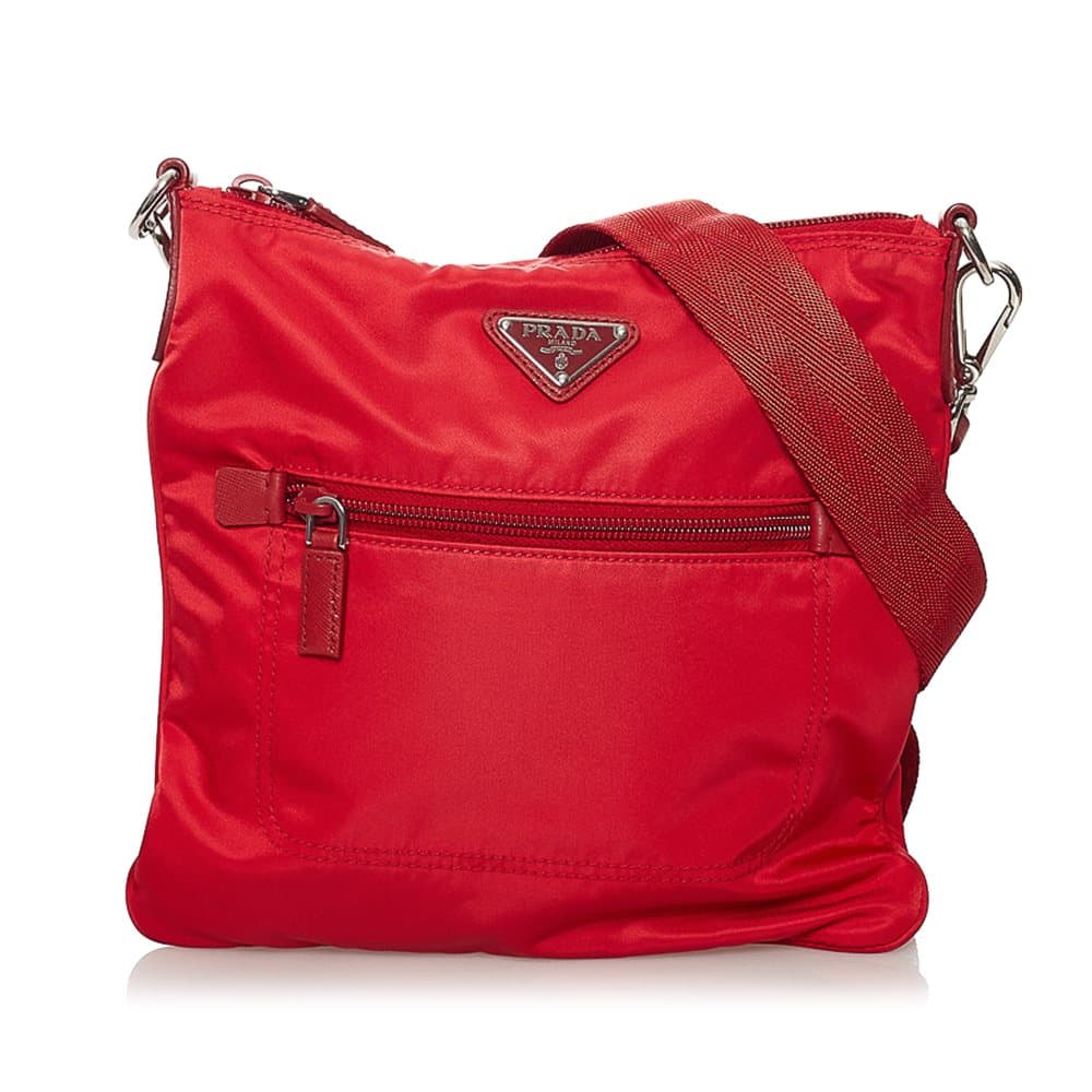 Pre-owned Prada Tessuto Crossbody Bag Red