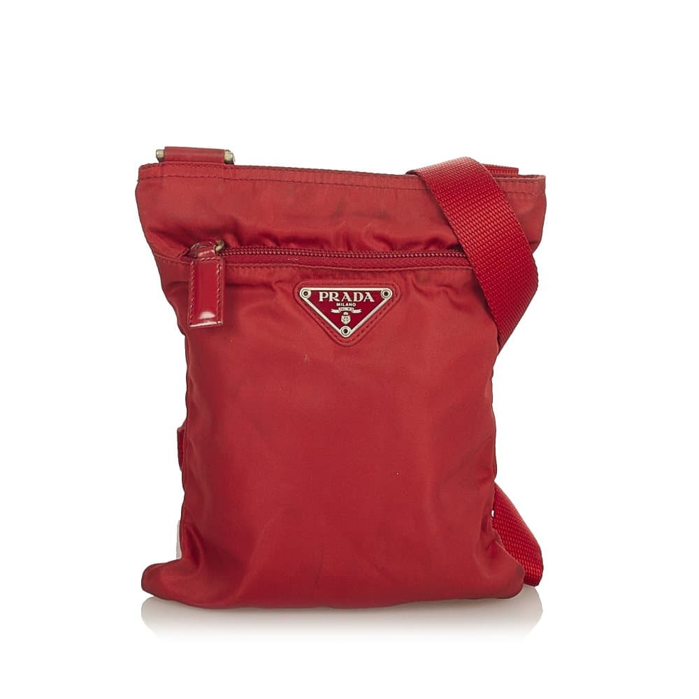 Pre-owned Prada Tessuto Crossbody Bag Red