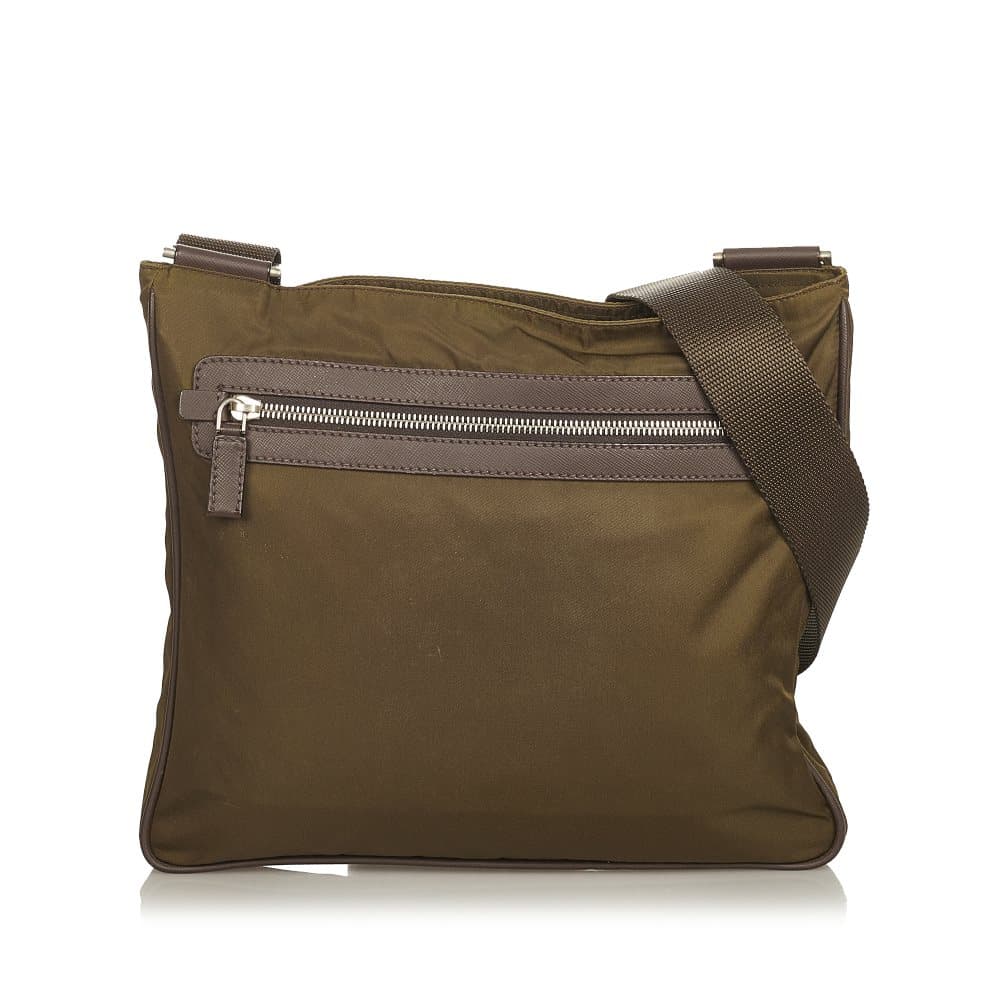 Pre-owned Prada Tessuto Crossbody Bag Green