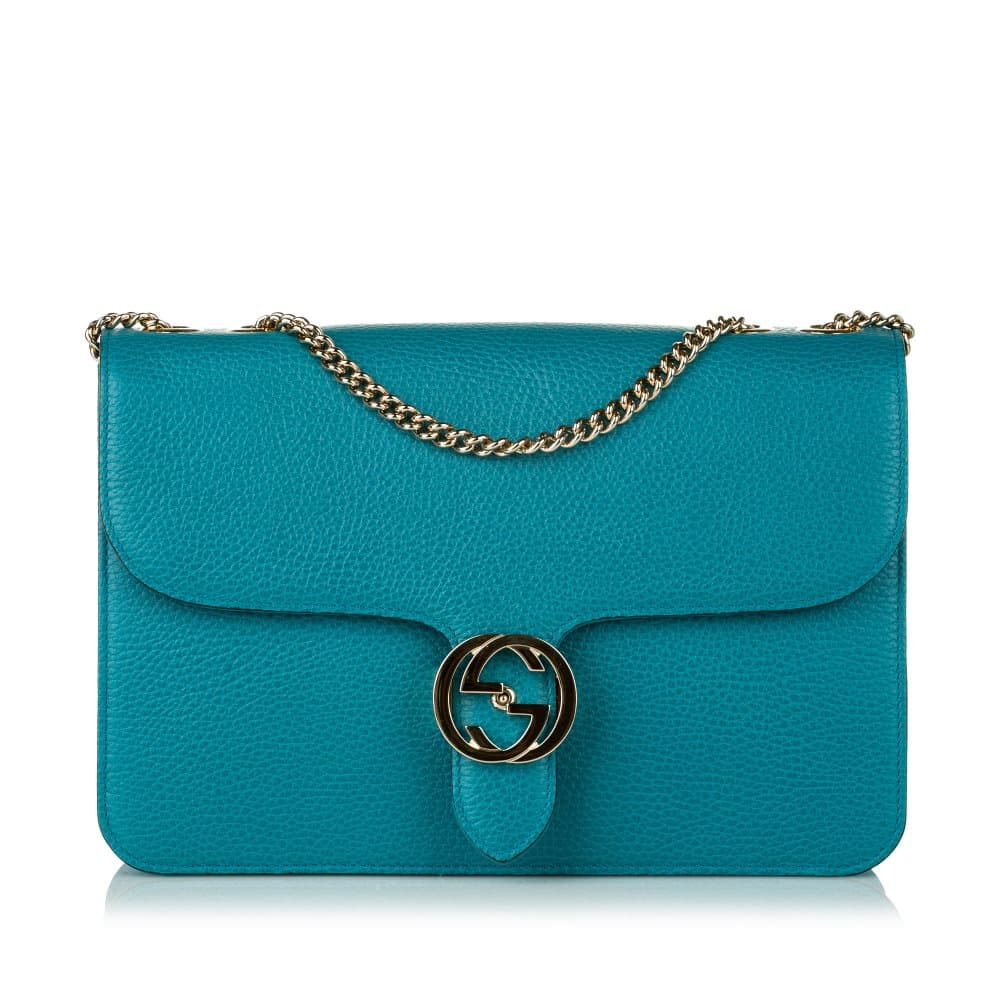 Pre-owned Gucci Medium Interlocking G Leather Crossbody Bag Blue