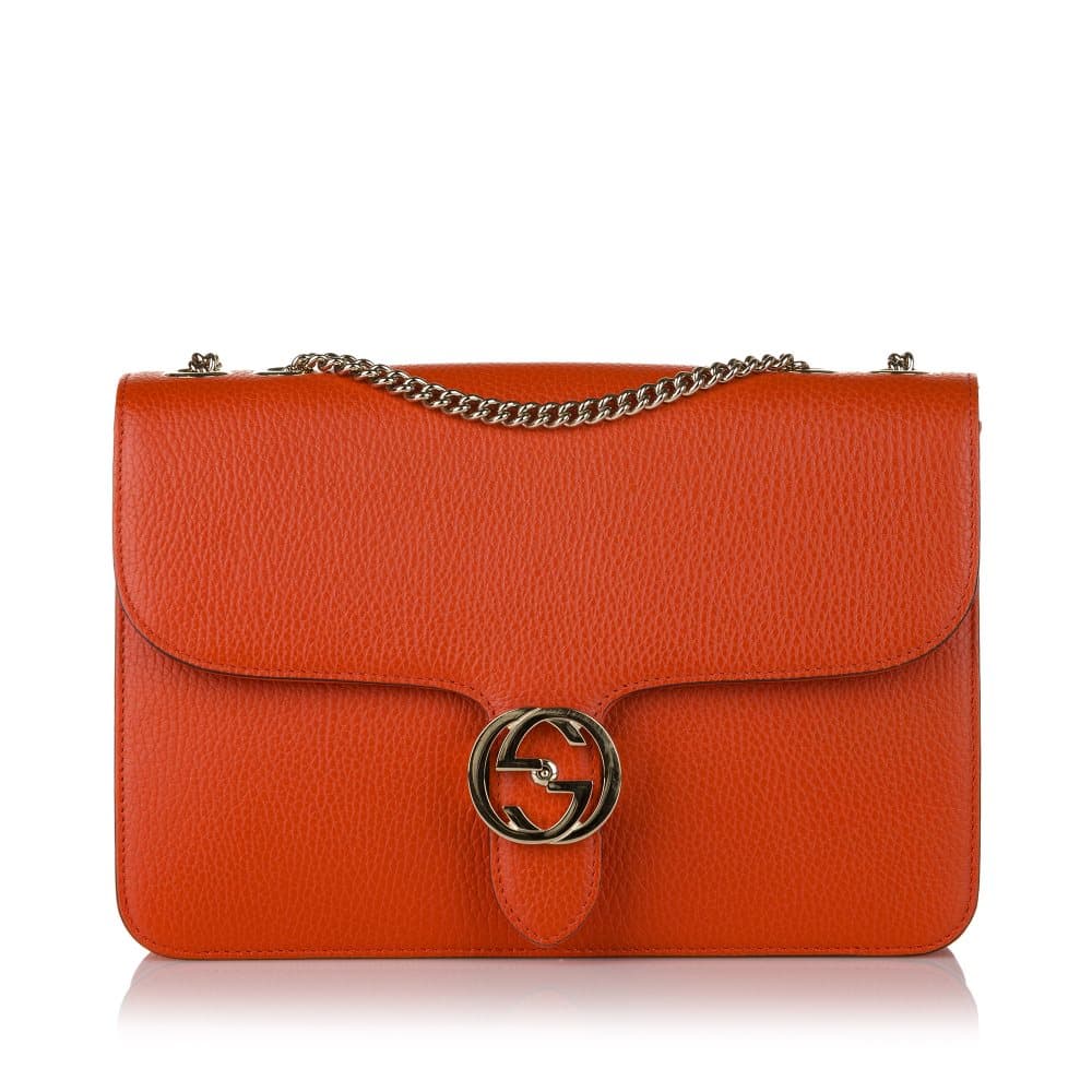 Pre-owned Gucci Interlocking G Leather Crossbody Bag Orange