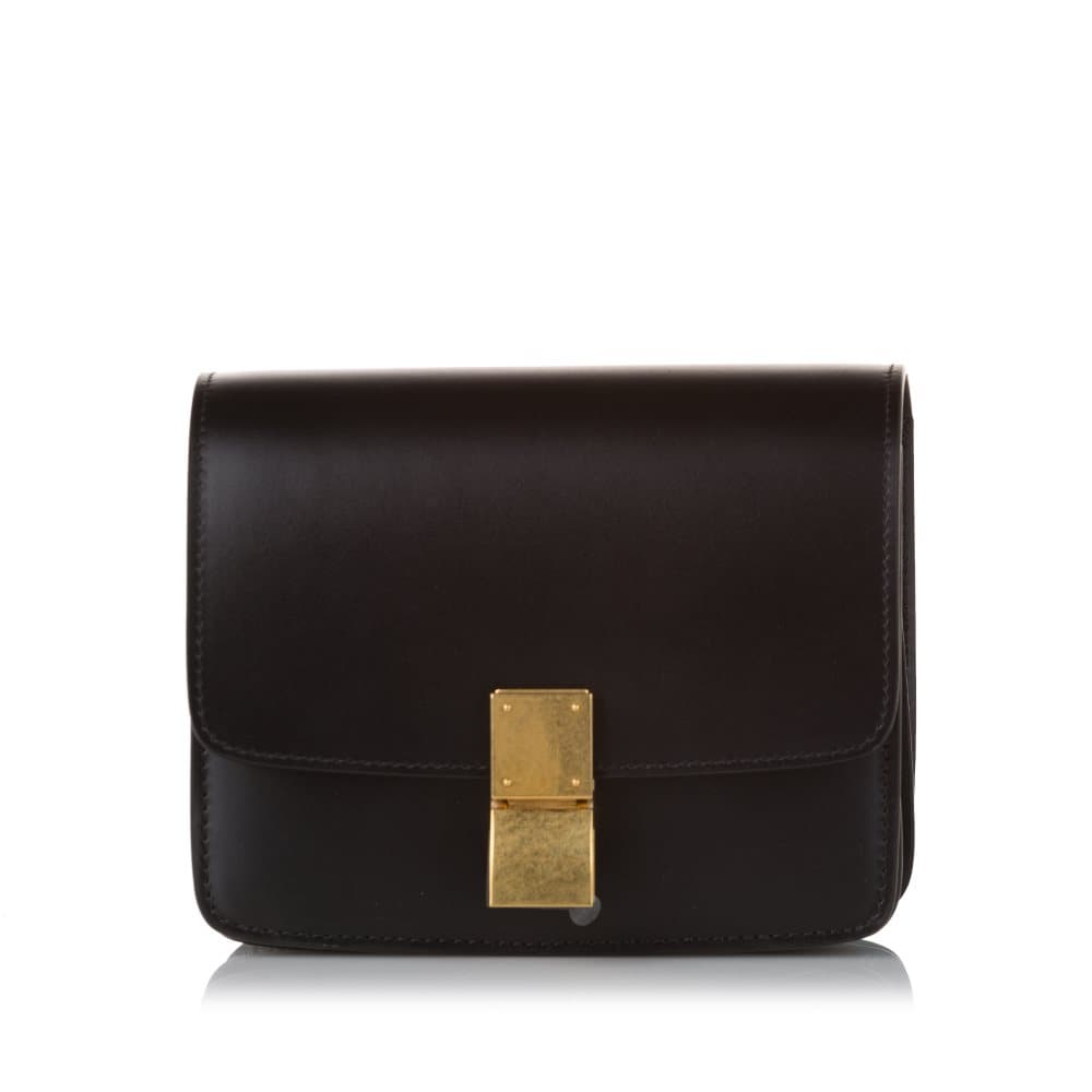 Pre-owned Celine Classic Box Small Leather Crossbody Bag Black