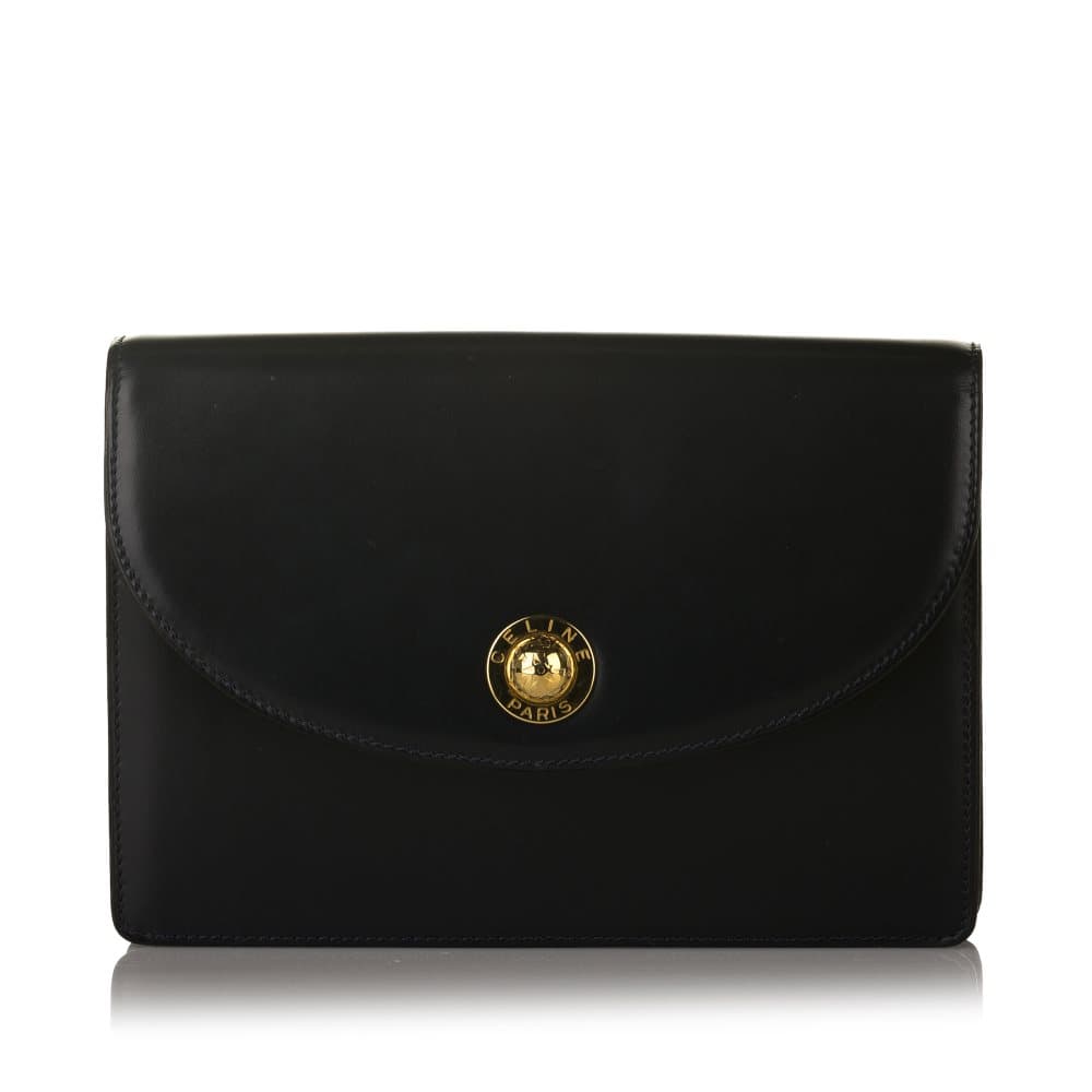 Pre-owned Celine Chain Leather Crossbody Bag Black