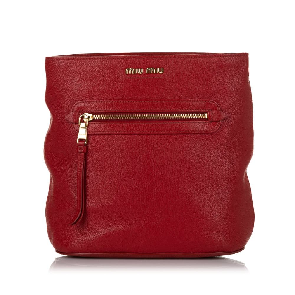 Pre-owned Miu Miu Leather Crossbody Bag Red