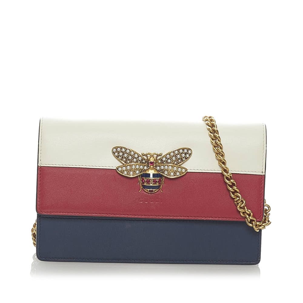 Pre-owned Gucci Queen Margaret Leather Crossbody Bag Red