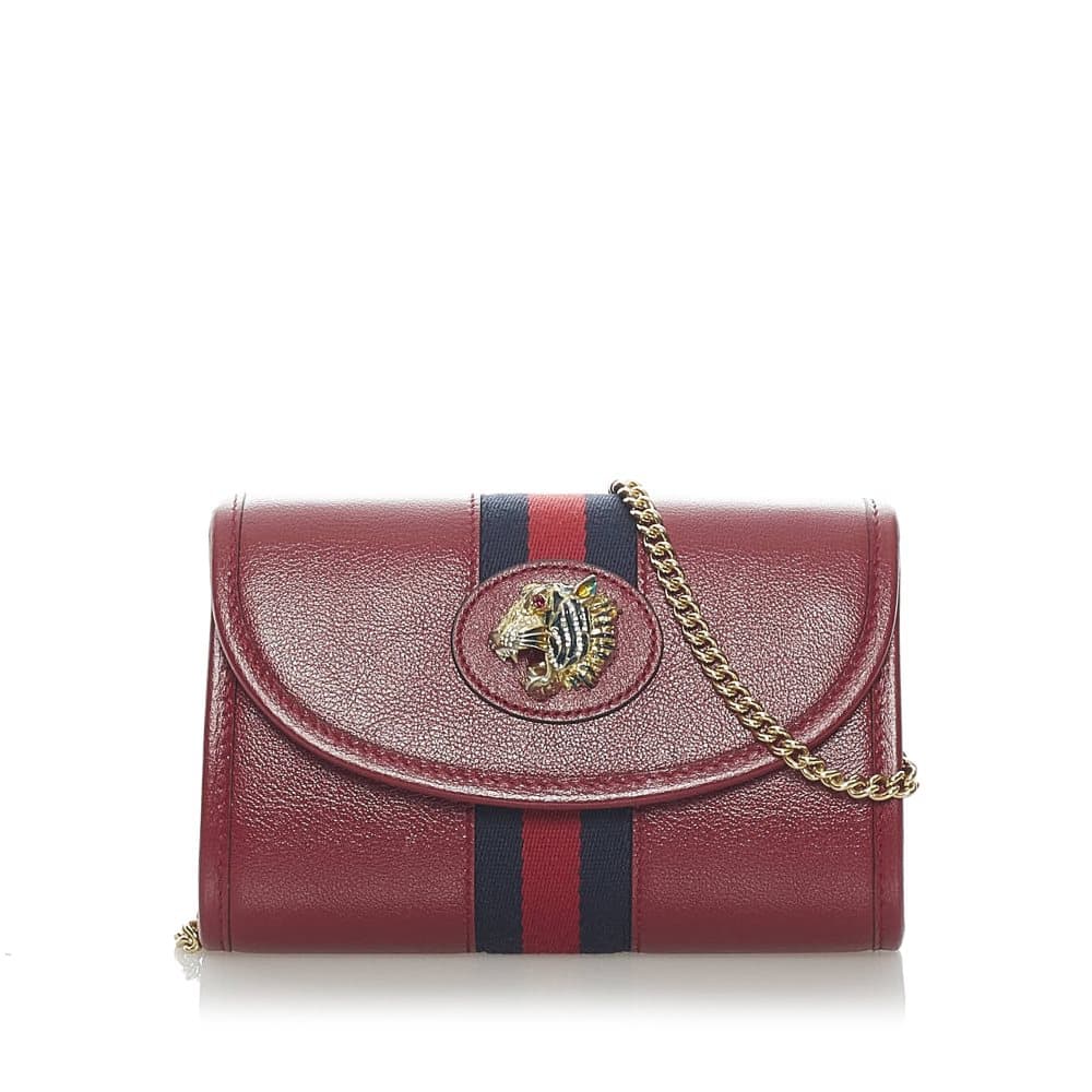 Pre-owned Gucci Rajah Leather Crossbody Bag Red