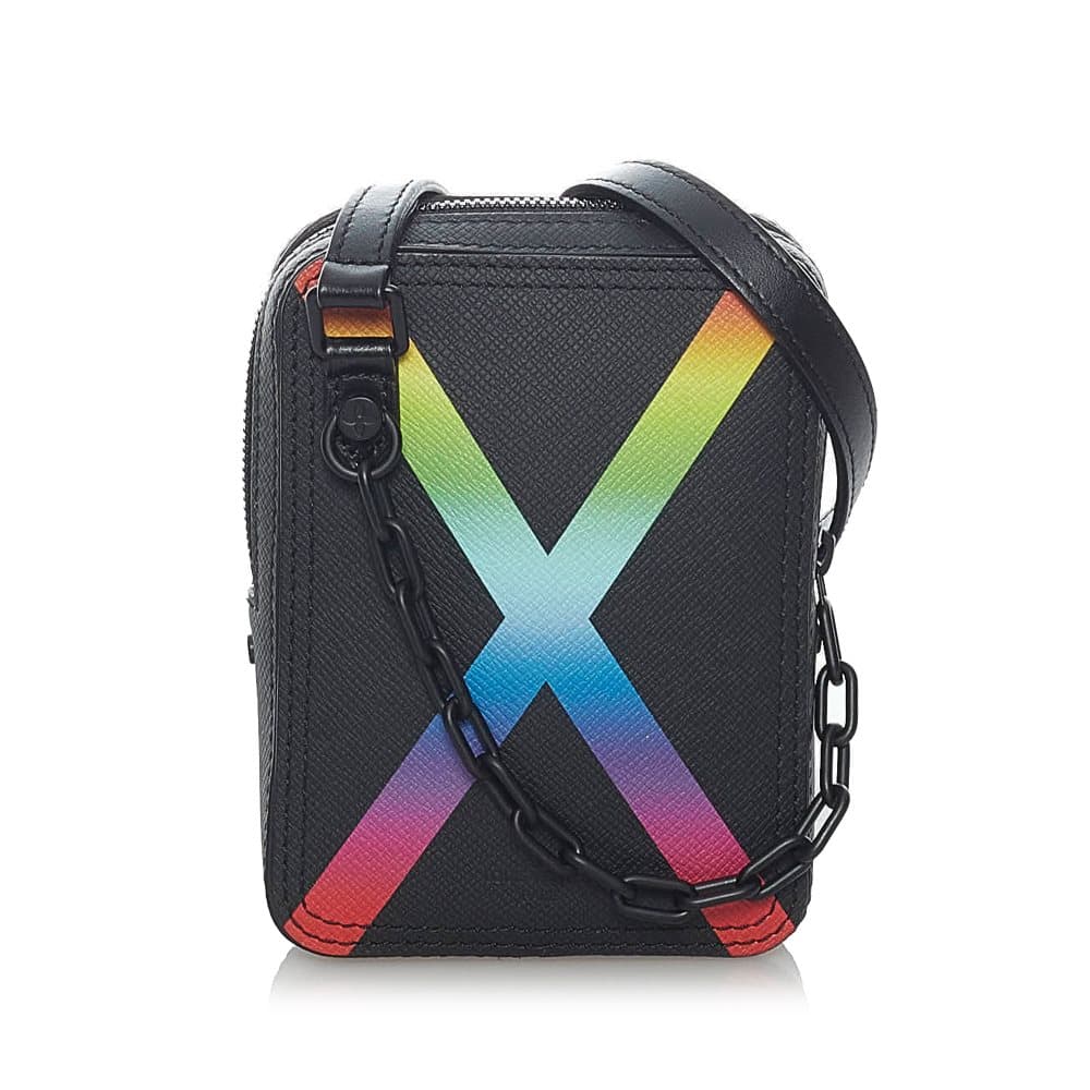 Pre-owned Louis Vuitton Taiga Rainbow Crossbody Bag Black