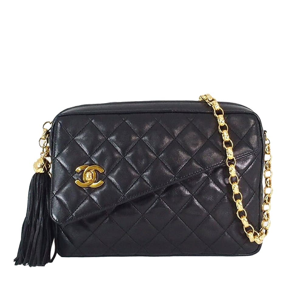 Pre-owned Chanel CC Matelasse Lambskin Crossbody Bag Black