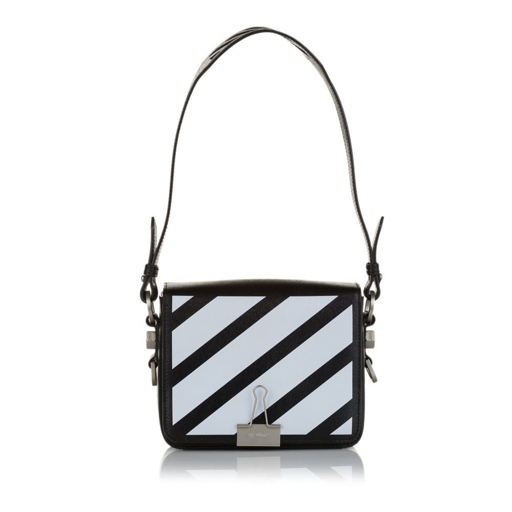 Pre-owned Off White Binder Clip Leather Crossbody Bag Black