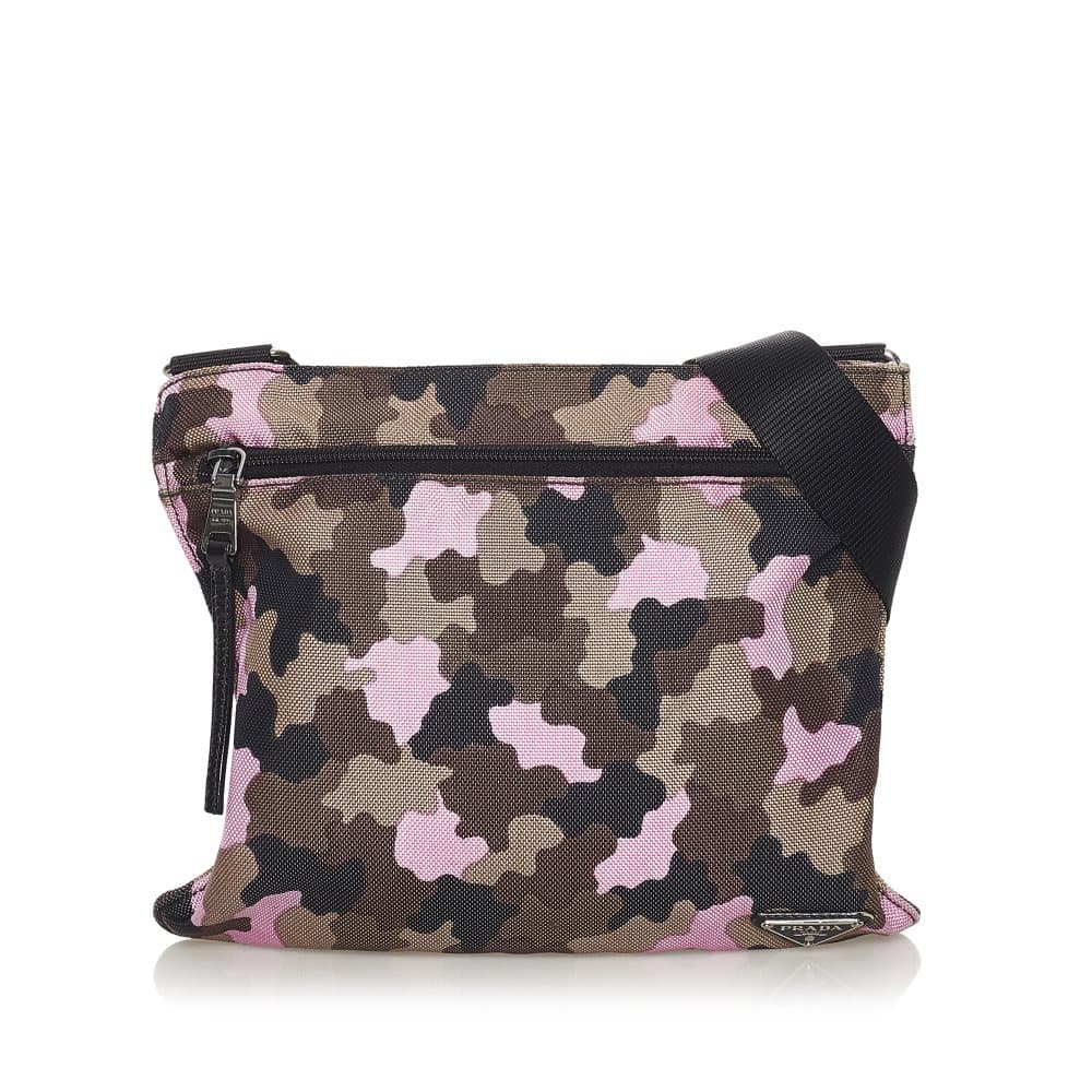 Pre-owned Prada Tessuto Stampato Crossbody Bag Brown