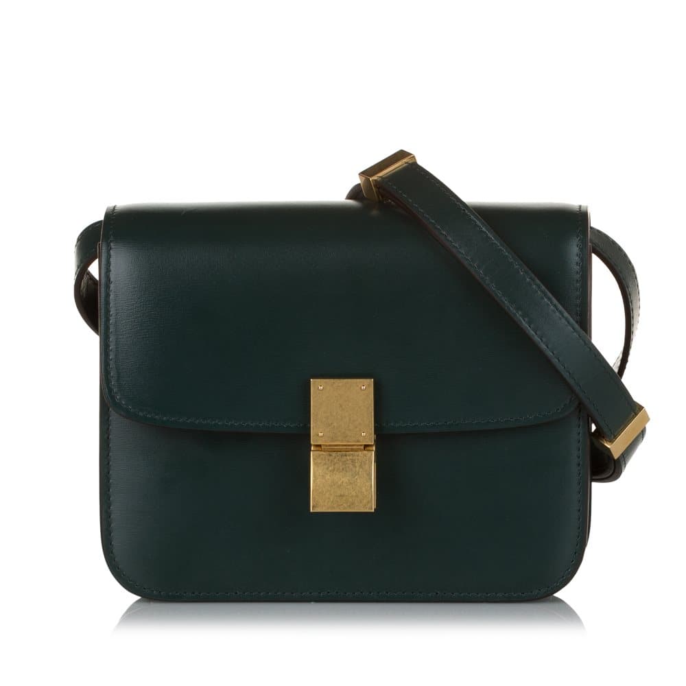Pre-owned Celine Teen Classic Box Leather Crossbody Bag Green