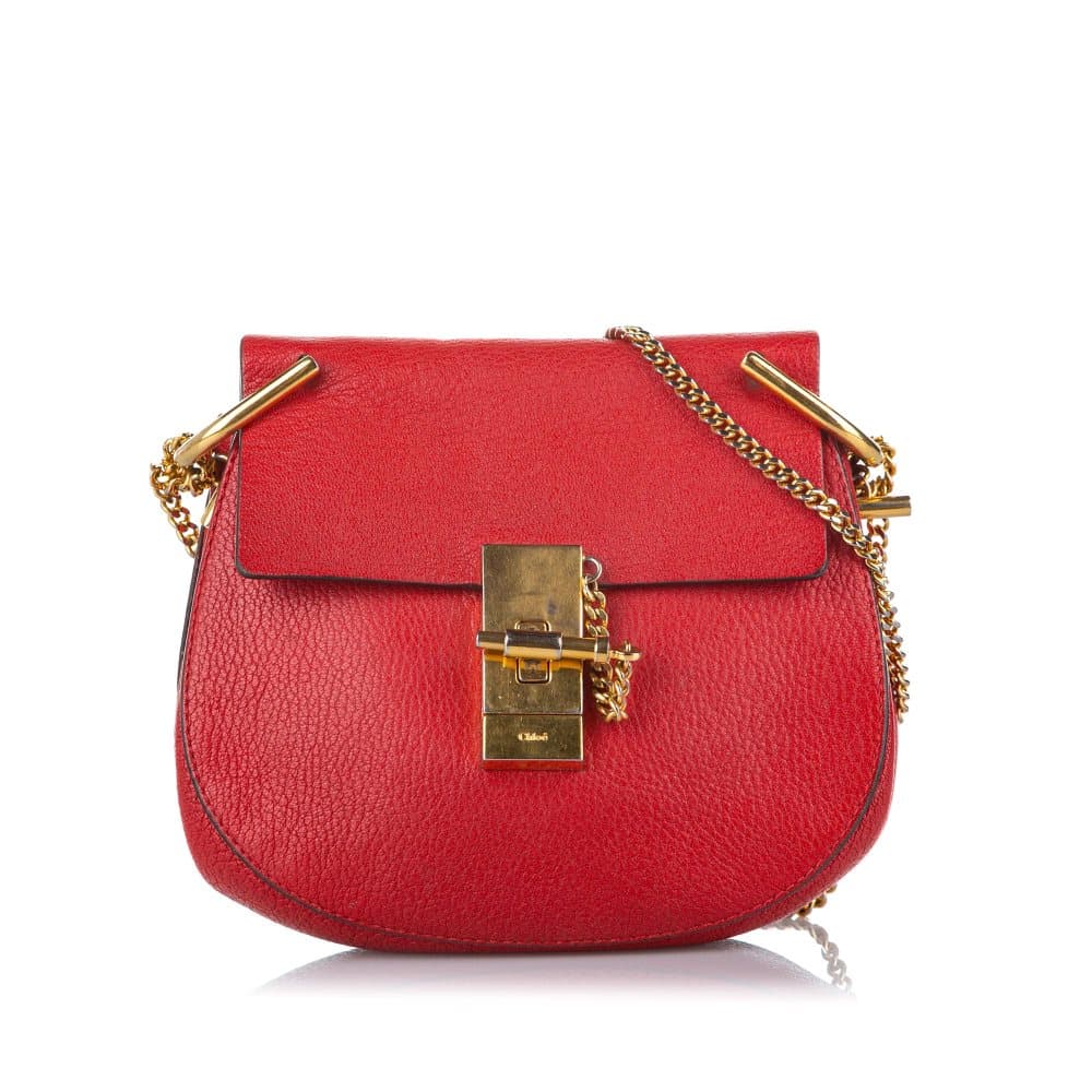 Pre-owned Chloe Drew Leather Crossbody Bag Red