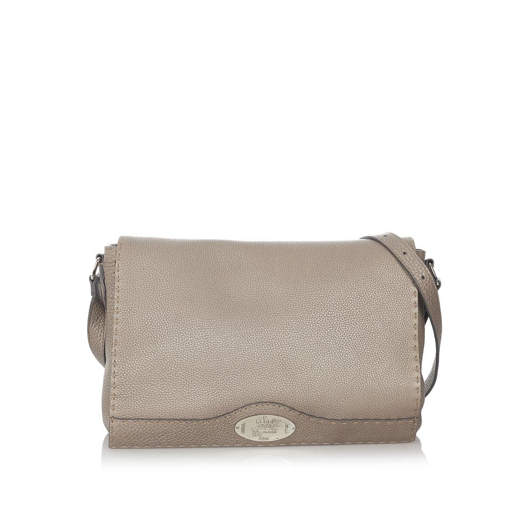 Pre-owned Fendi Selleria Leather Crossbody Bag Brown