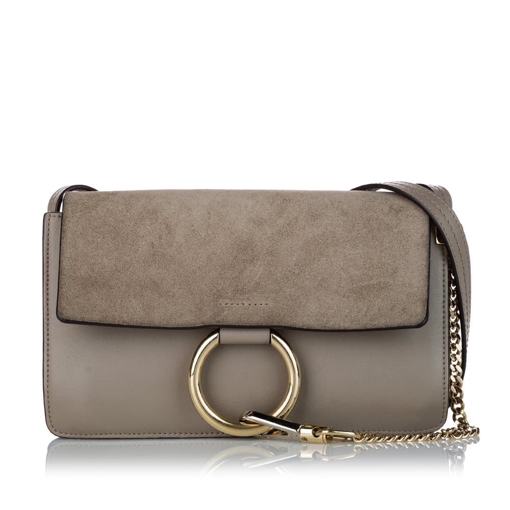 Pre-owned Chloe Faye Leather Crossbody Bag Gray