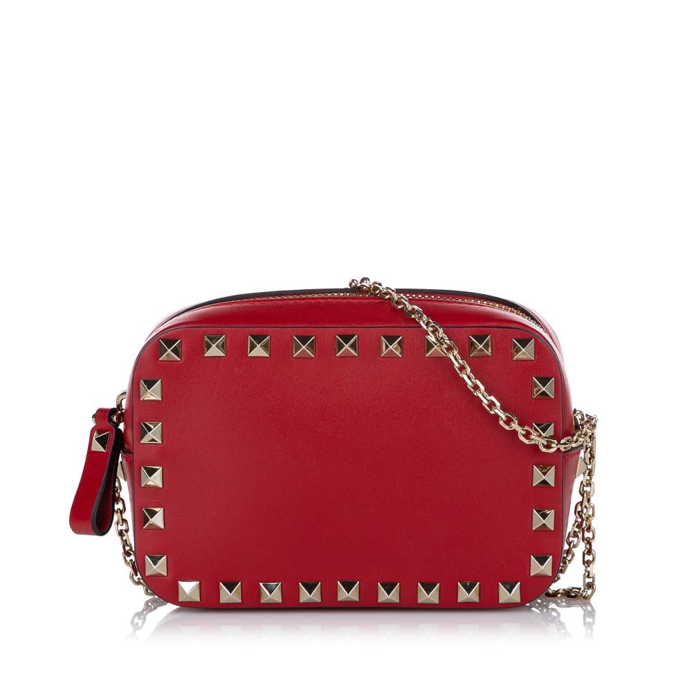 Pre-owned Valentino Rockstud Leather Crossbody Bag Red