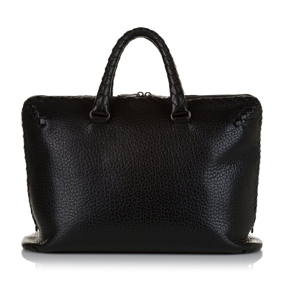 Pre-owned Bottega Veneta Intrecciato Leather Business Bag Black