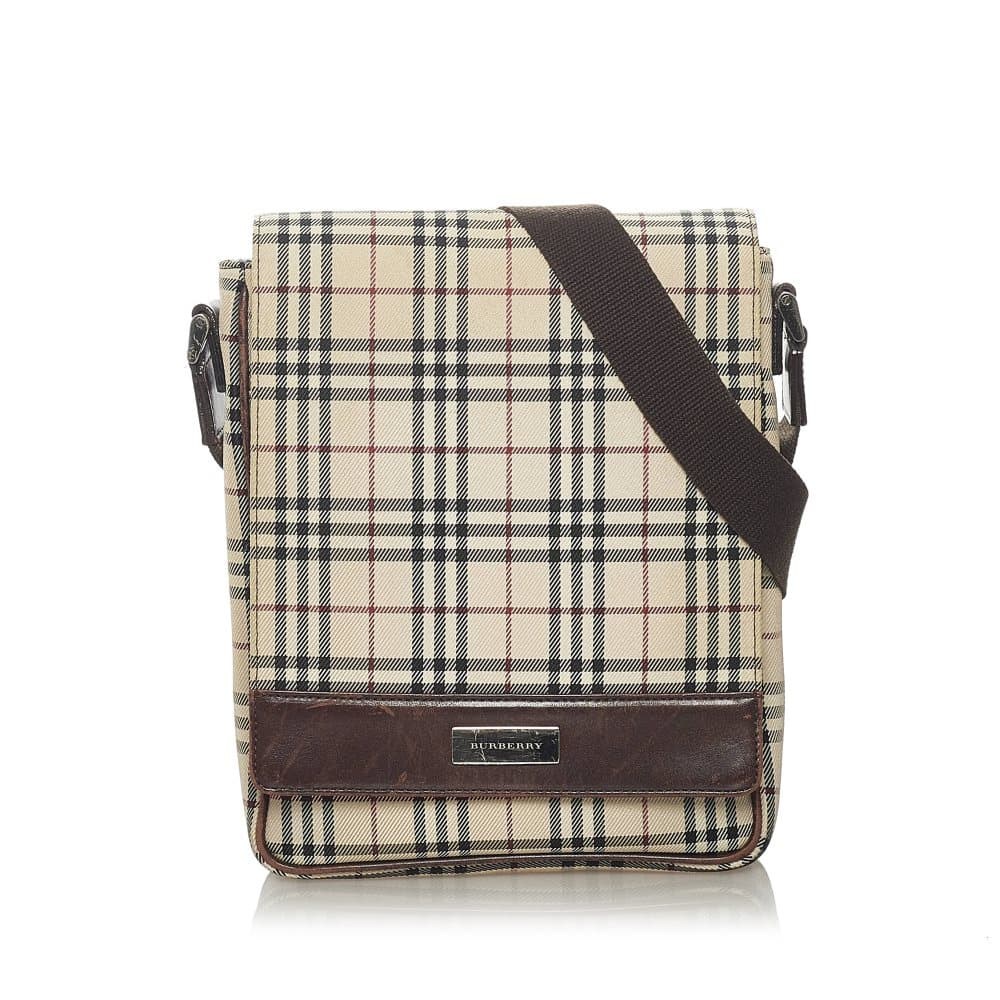 Pre-owned Burberry House Check Canvas Crossbody Bag Brown