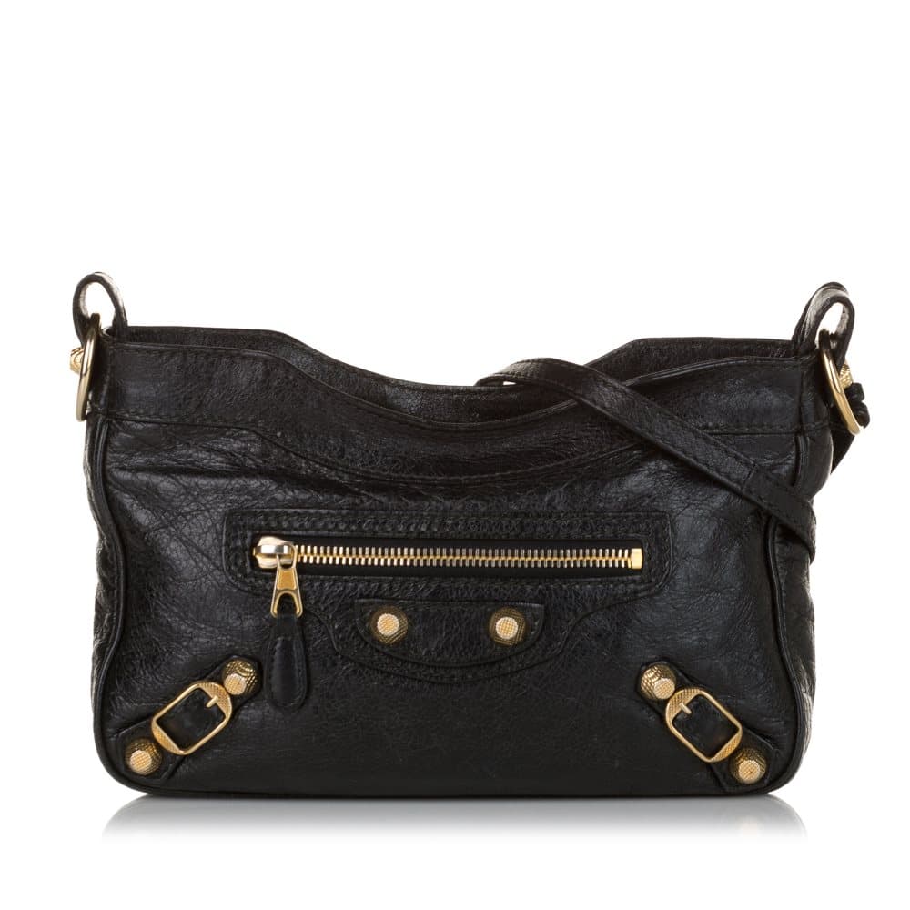 Pre-owned Balenciaga Motocross Hip Giant 21 Leather Crossbody Bag Black