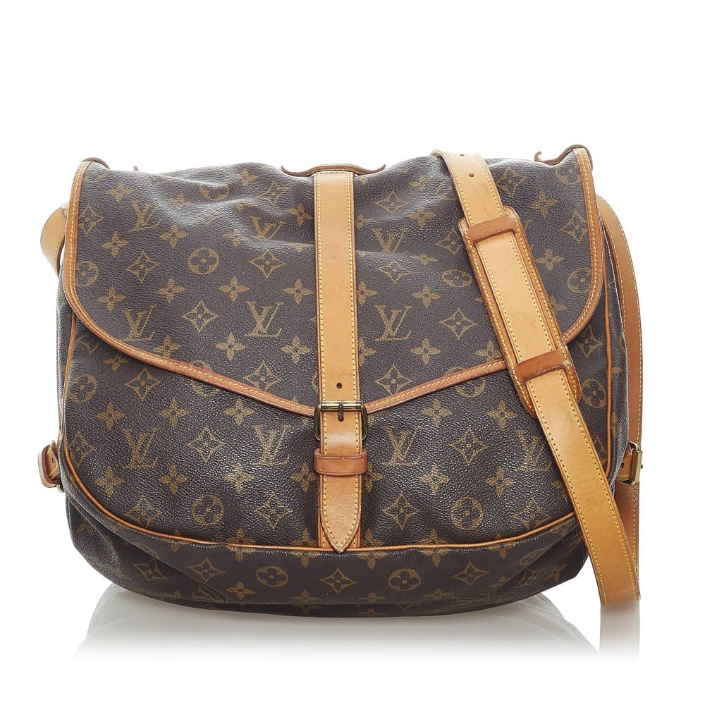 Pre-owned Louis Vuitton Monogram Saumur 35 Brown