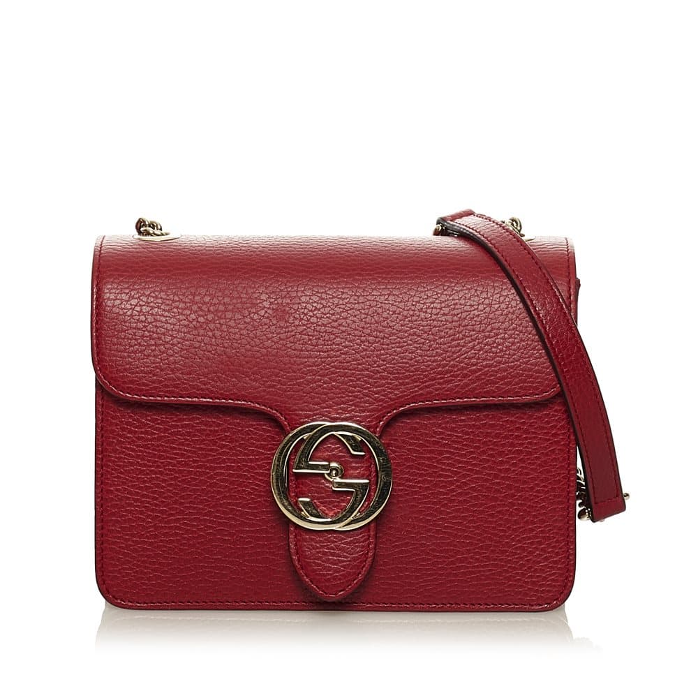 Pre-owned Gucci Interlocking G Leather Crossbody Bag Red