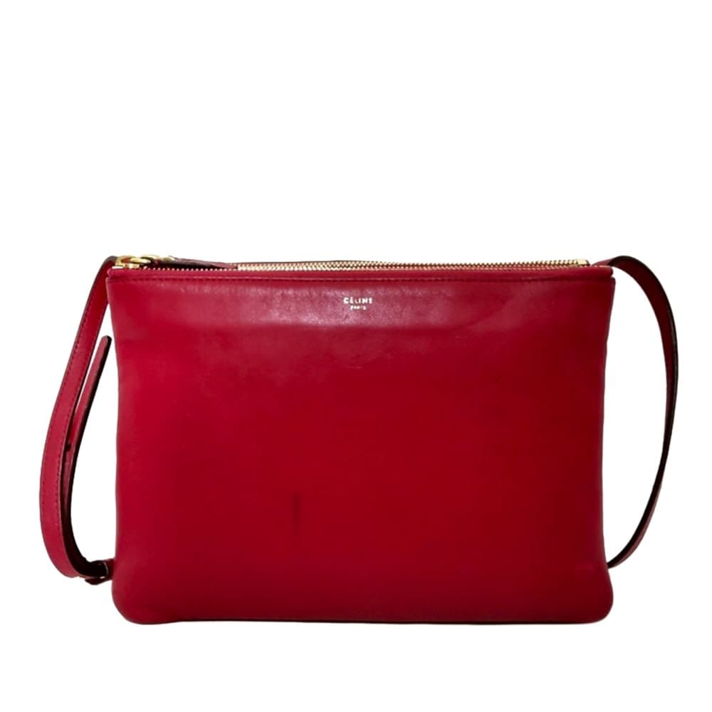 Pre-owned Celine Trio Leather Crossbody Bag Red