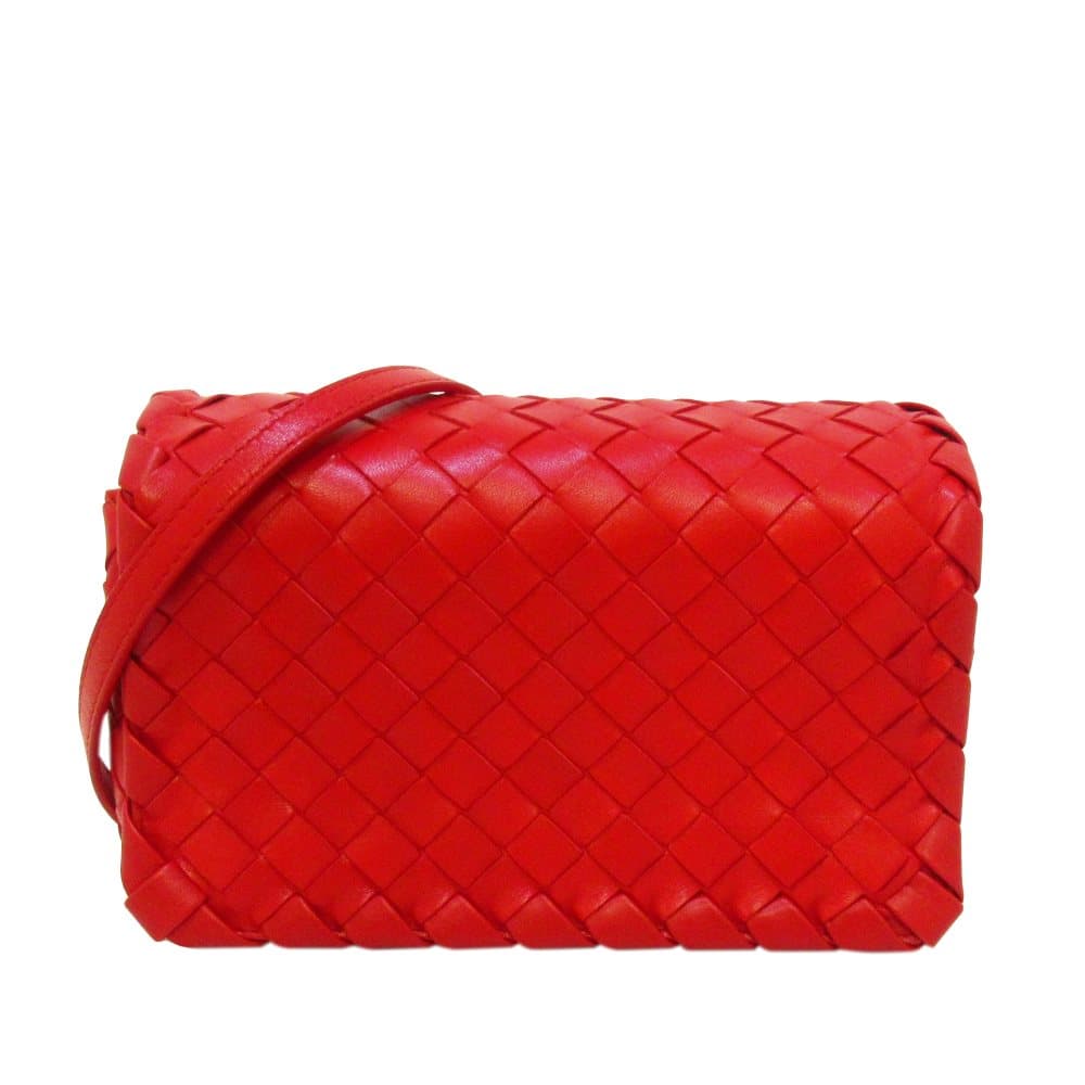 Pre-owned Bottega Veneta Intrecciato Leather Crossbody Bag Red