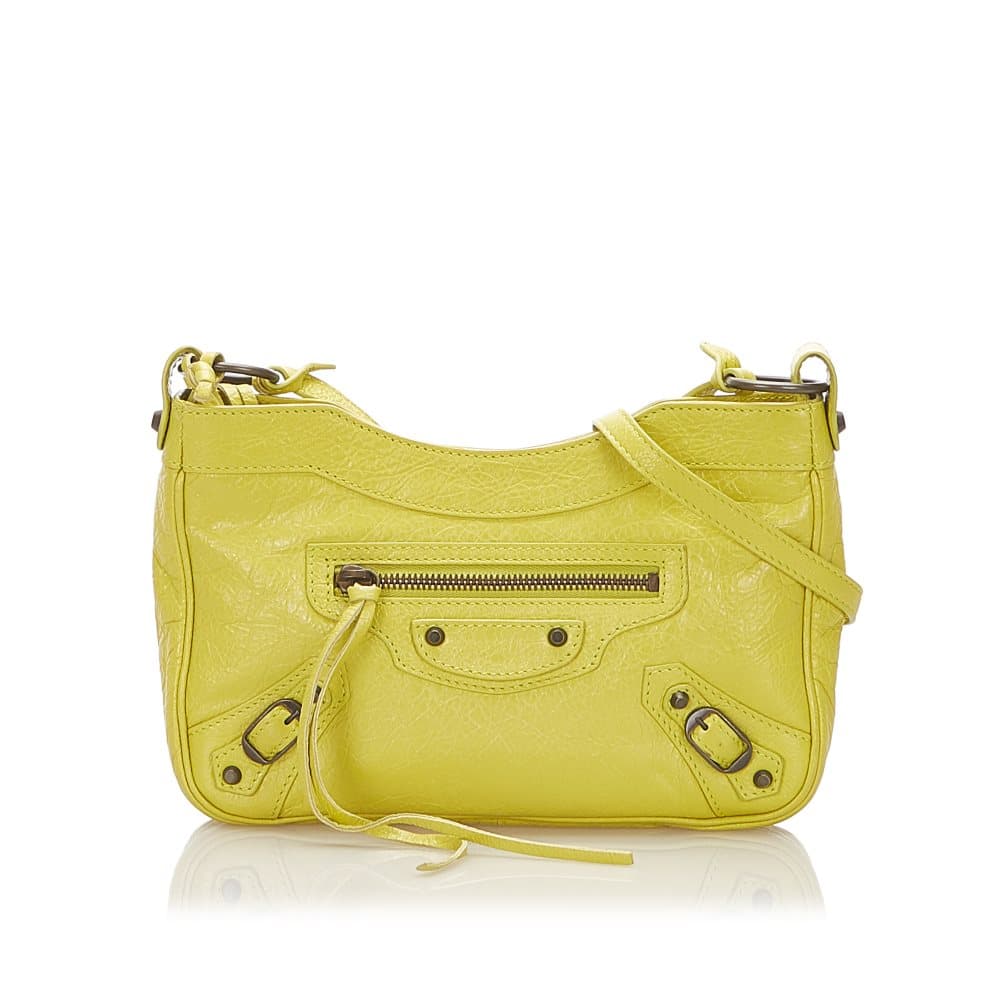 Pre-owned Balenciaga Motocross Classic Hip Leather Crossbody Bag Yellow