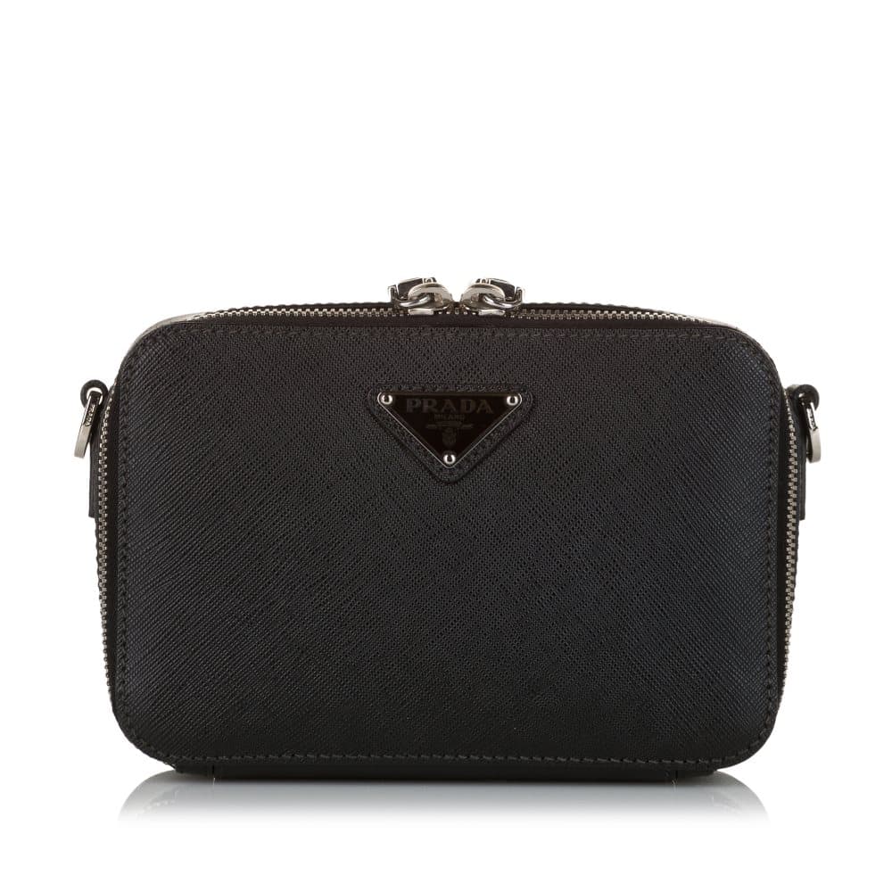 Pre-owned Prada Saffiano Brique Crossbody Bag Black