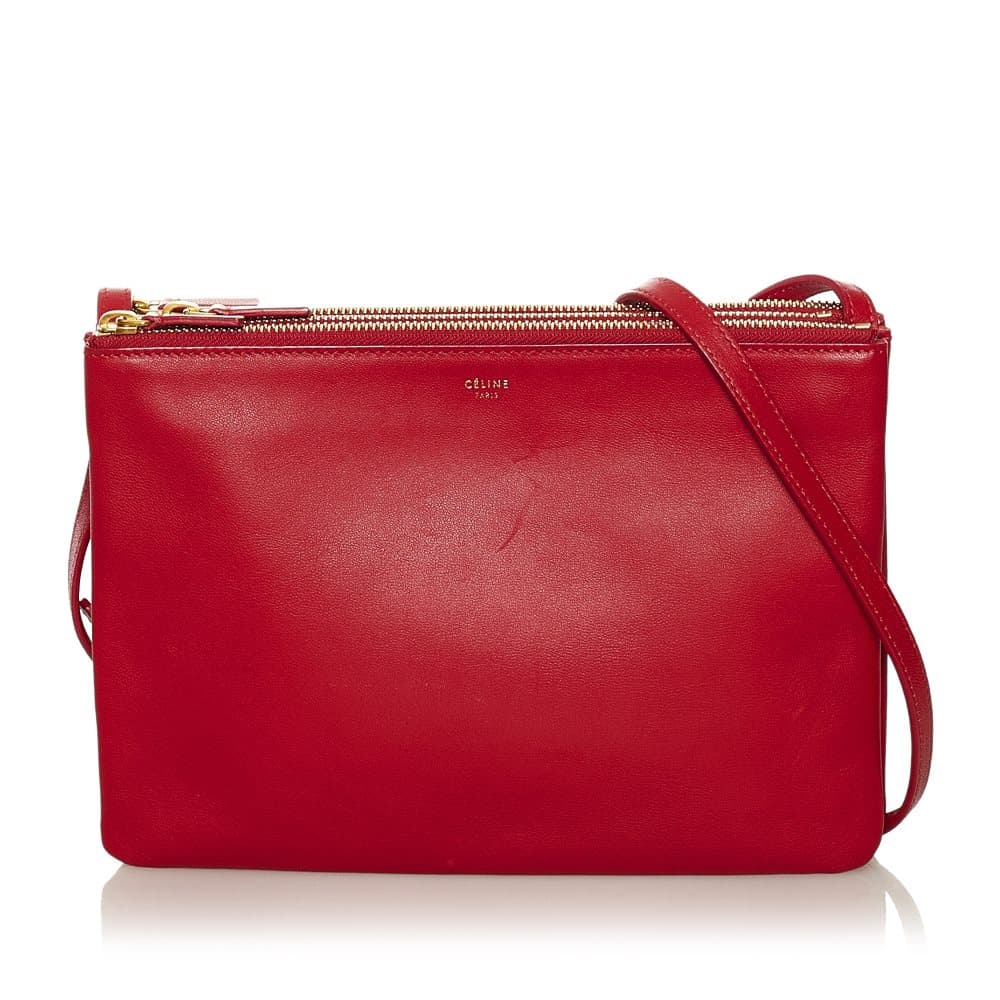 Pre-owned Celine Trio Large Crossbody Bag Red