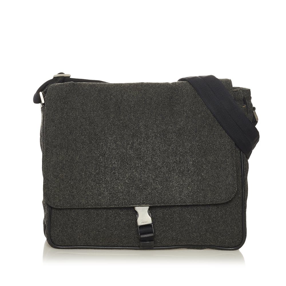 Pre-owned Prada Wool Crossbody Bag Gray