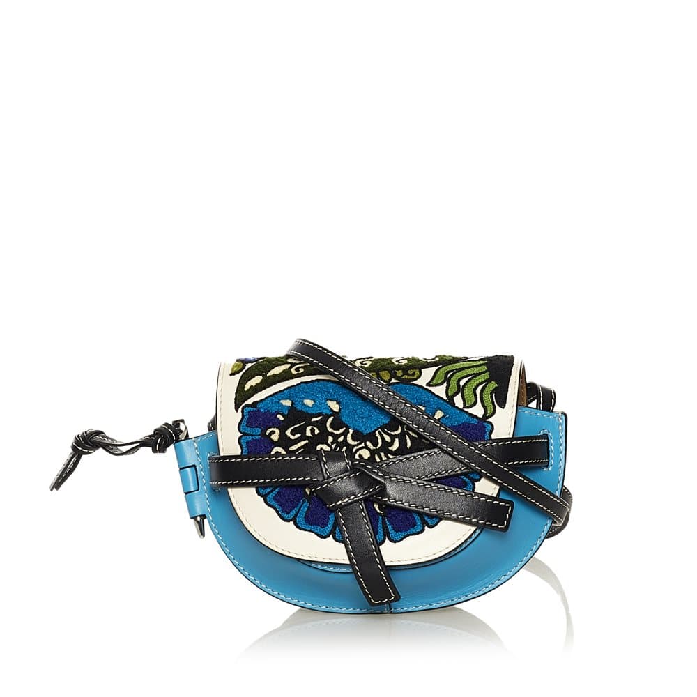 Pre-owned Loewe Gate Mini Leather Crossbody Bag Blue