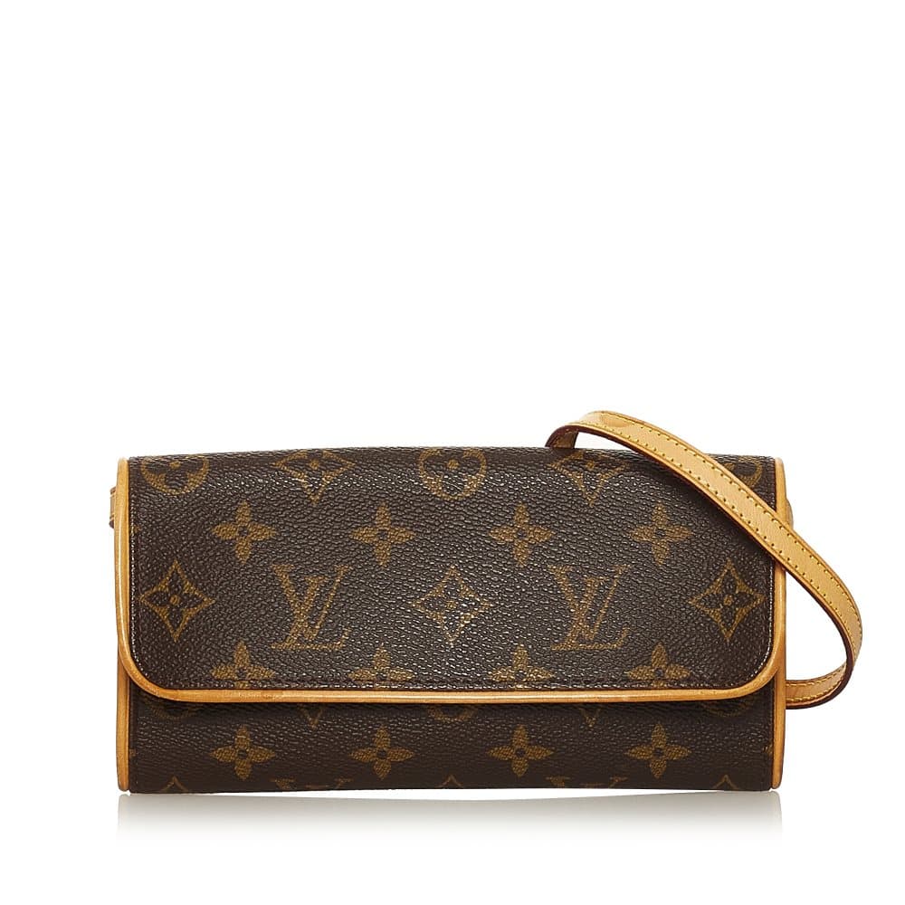 Pre-owned Louis Vuitton Monogram Pochette Twin PM Brown