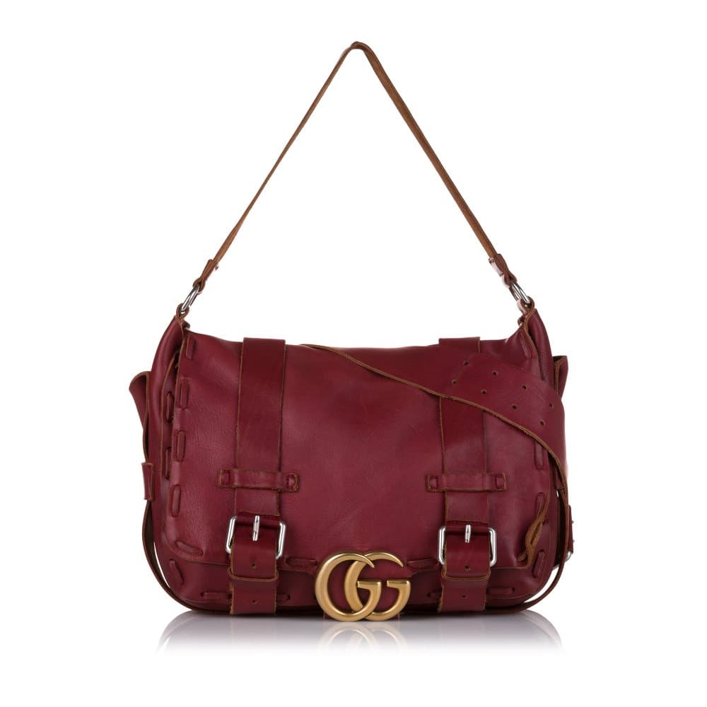 Pre-owned Gucci GG Marmont Messenger Bag Red