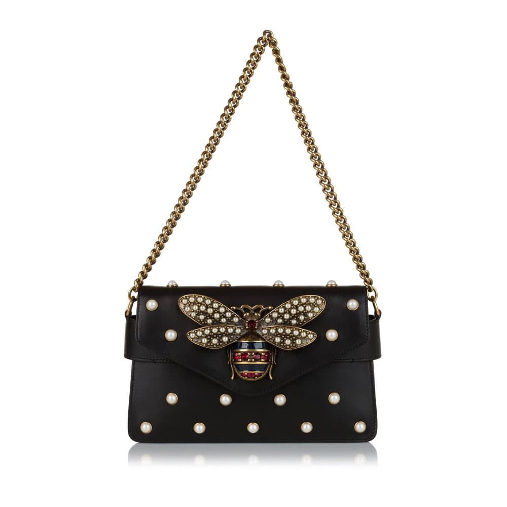 Pre-owned Gucci Queen Margareth Broadway Leather Crossbody Bag Black