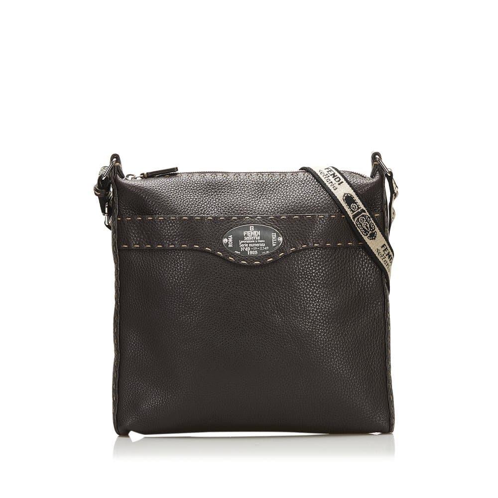 Pre-owned Fendi Selleria Crossbody Bag Brown