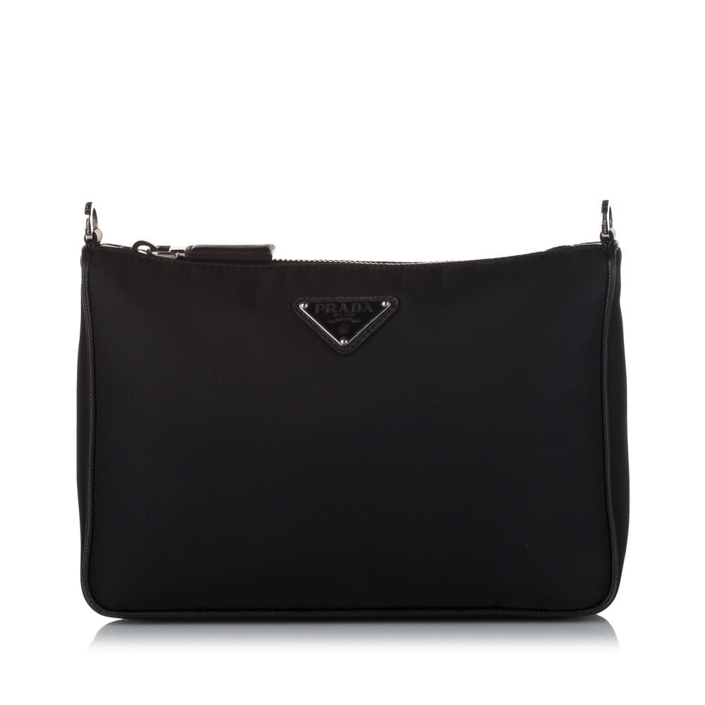 Pre-owned Prada Saffiano-Trimmed Re-Nylon Crossbody Bag Black