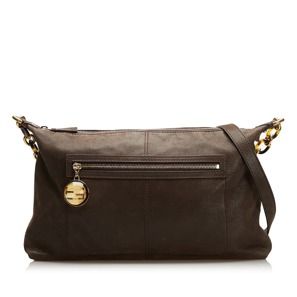 Pre-owned Fendi Leather Crossbody Bag Brown