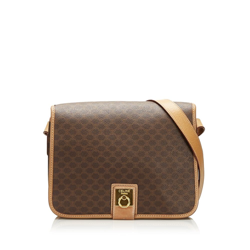Pre-owned Celine Macadam Crossbody Bag Brown