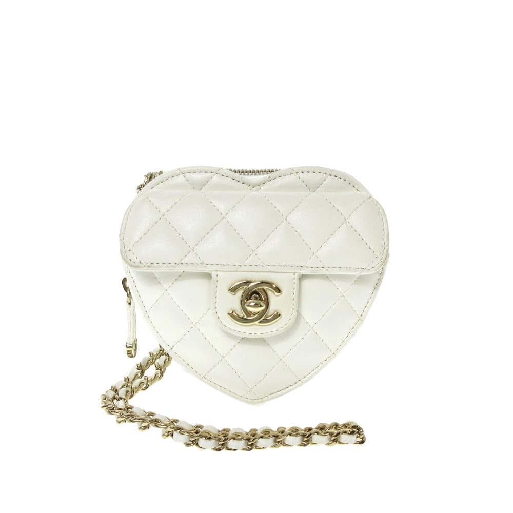 Pre-owned Chanel CC in Love Crossbody Bag White