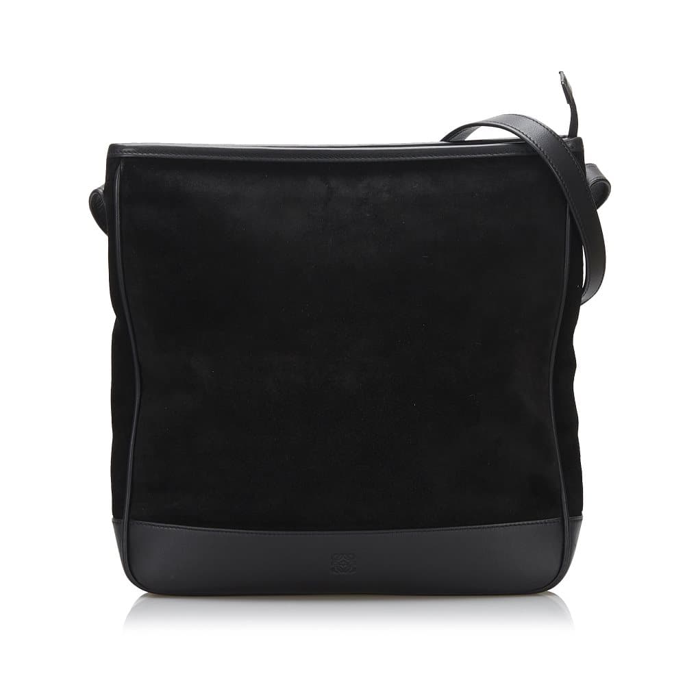 Pre-owned Loewe Suede Crossbody Bag Black