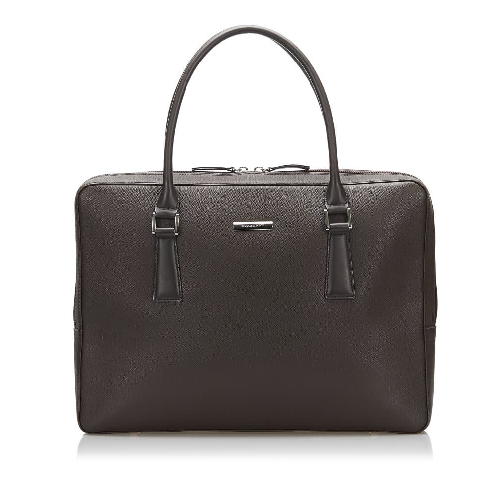 Pre-owned Burberry Leather Business Bag Brown