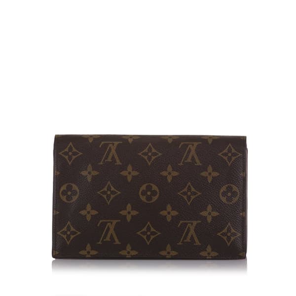Pre-owned Louis Vuitton Monogram Flore Wallet On Chain Brown