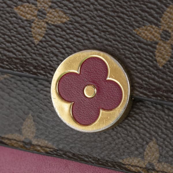 Pre-owned Louis Vuitton Monogram Flore Wallet On Chain Brown