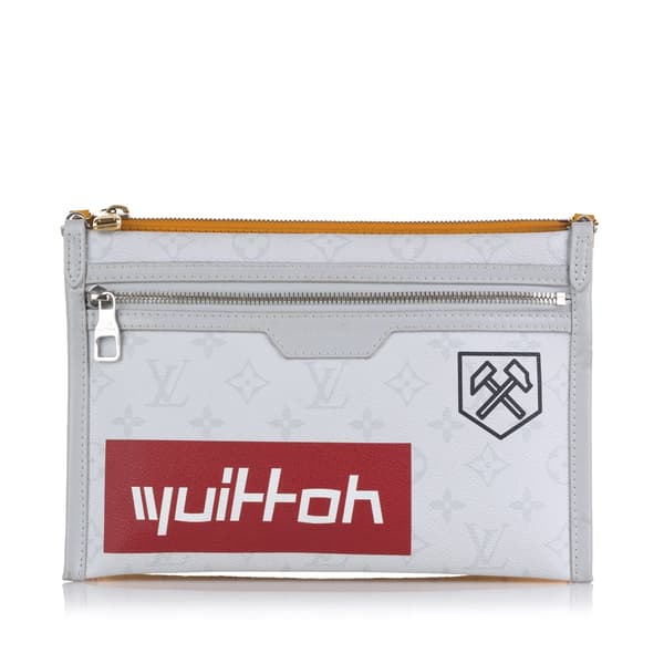 Pre-owned Louis Vuitton Monogram Antartica Double Flat Messenger Gray
