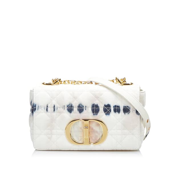 Pre-owned Dior Small Tie Dye Denim Caro White