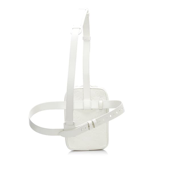 Pre-owned Louis Vuitton Monogram Taurillon Utility Side  White
