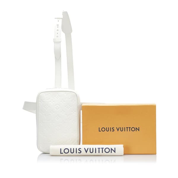 Pre-owned Louis Vuitton Monogram Taurillon Utility Side  White